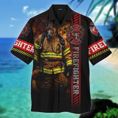 Brave Firefighter Theme Pretty Ornamental Hawaiian Shirt, Hawaiian For Gift