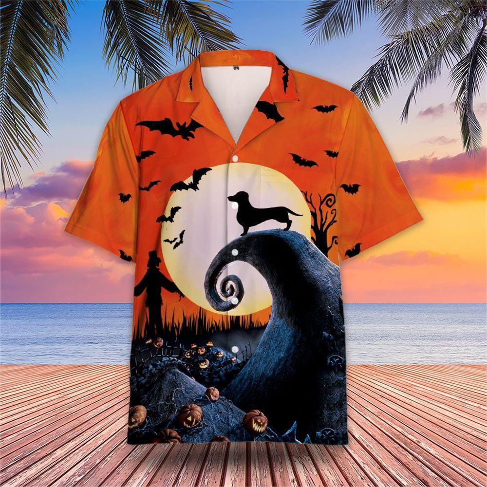 Beautiful Design Dachshund Halloween Hawaiian Shirt Dog Pattern,Hawaiian Shirt Gift, Christmas Gift