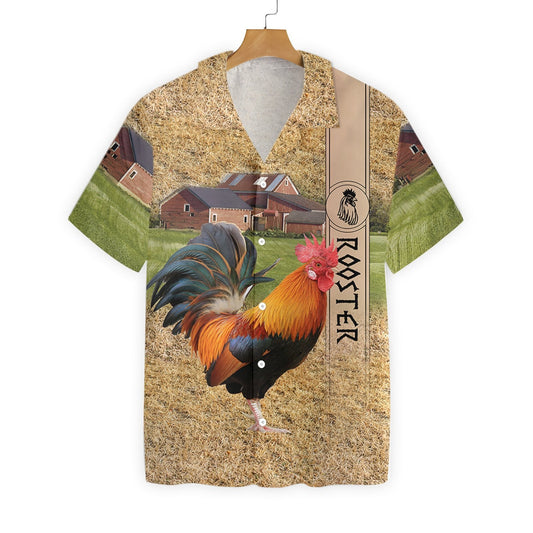 Rooster Chicken On The Field Design Hawaiian Shirt,Hawaiian Shirt Gift, Christmas Gift