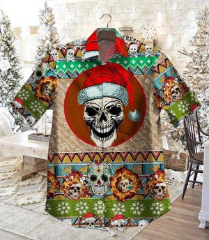 Amazing Skull In Christmas Clothes Design Hawaiian Shirt,Hawaiian Shirt Gift,Christmas Gift