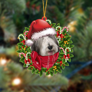 Bearded Collie-Xmas Bandana Hanging Christmas Plastic Hanging Ornament, Christmas Ornament Gift, Christmas Gift, Christmas Decoration