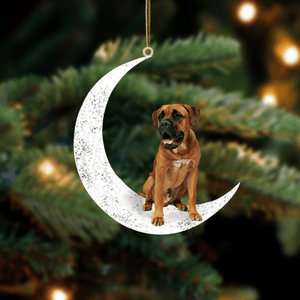 Brown Cane Corso-Sit On The Moon-Two Sided Christmas Plastic Hanging Ornament, Happy Christmas Ornament, Christmas Gift, Christmas Decoration