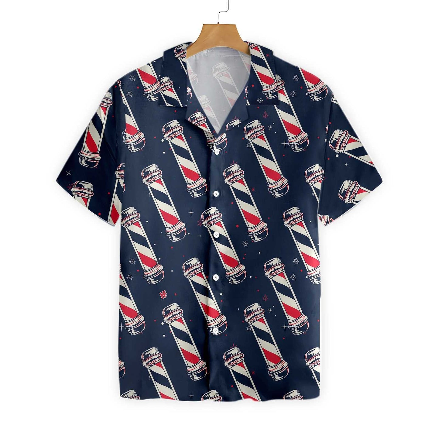 Barber Pole On Midnight Blue Design Hawaiian Shirt, Hawaiian For Gift