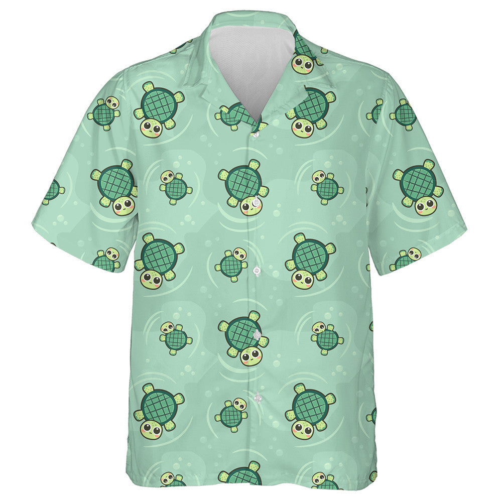 Naughty Baby Turtle On Green Background Hawaiian Shirt,Hawaiian Shirt Gift, Christmas Gift