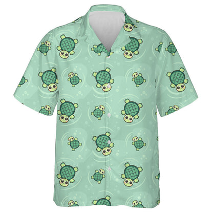 Naughty Baby Turtle On Green Background Hawaiian Shirt,Hawaiian Shirt Gift, Christmas Gift