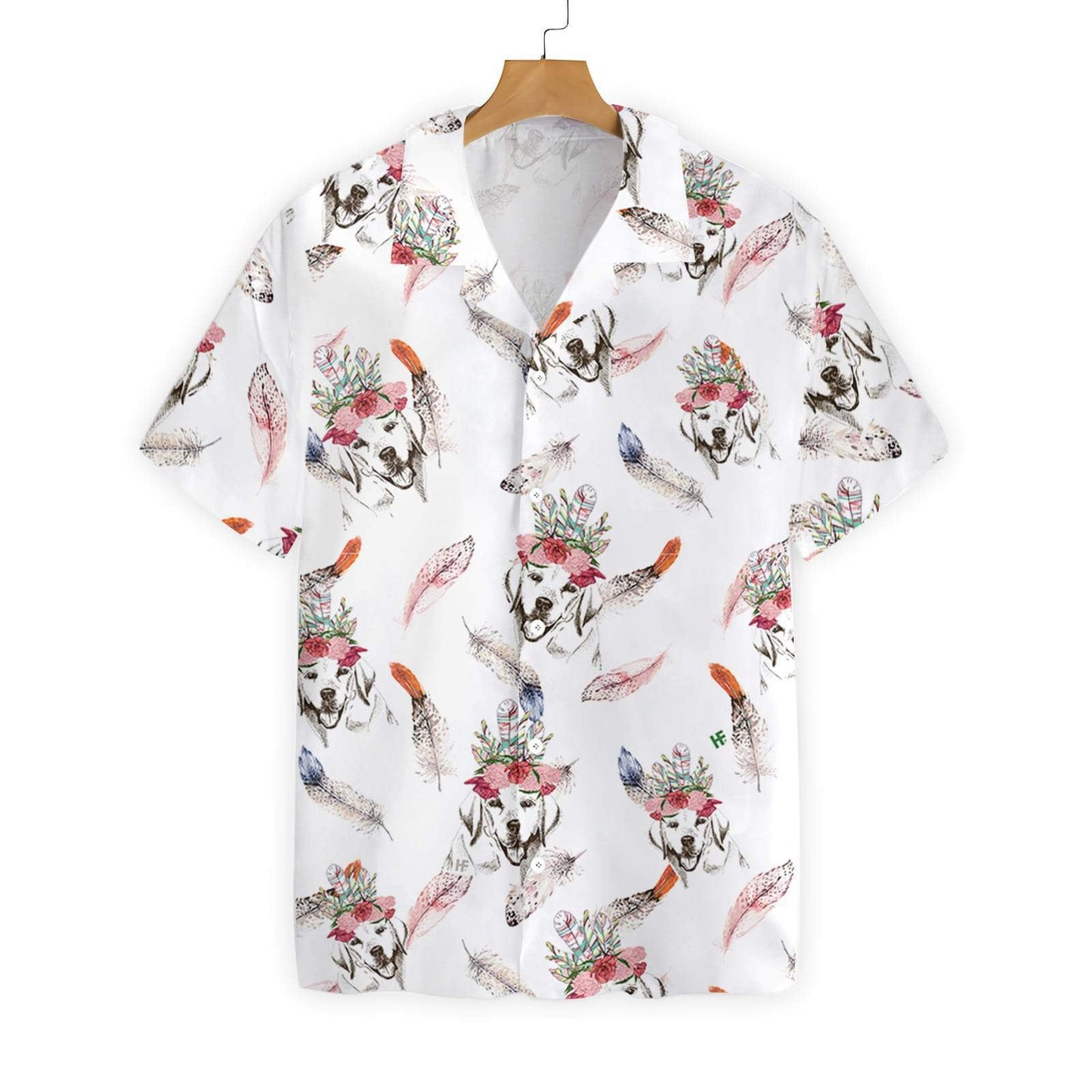 Labrador Retriever Boho Chic Dogs White Background Hawaiian Shirt, Hawaiian Shirt Gift, Christmas Gift