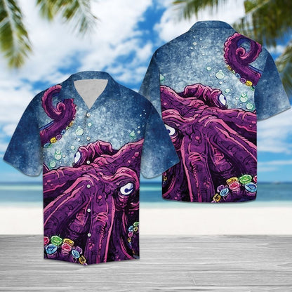 Colorful Octopus Hawaiian Shirt, Hwaiian For Gift