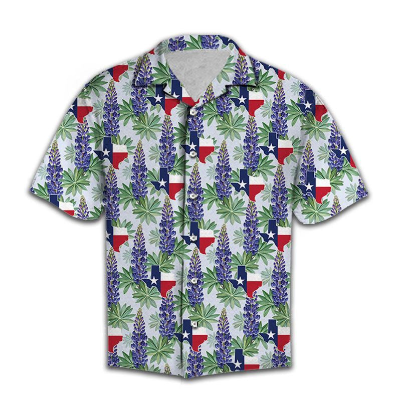 Flag Of Texas Bluebonnet Flower Pattern Hawaiian Shirt,Hawaiian Shirt Gift, Christmas Gift
