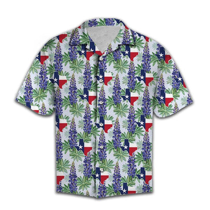 Flag Of Texas Bluebonnet Flower Pattern Hawaiian Shirt,Hawaiian Shirt Gift, Christmas Gift