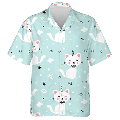 Sweet Cat And Unicorn Horn In The Sky Hawaiian Shirt, Hawaiian Shirt Gift, Christmas Gift