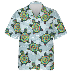 Green Turtles In The Sea Waves Hawaiian Shirt,Hawaiian Shirt Gift, Christmas Gift