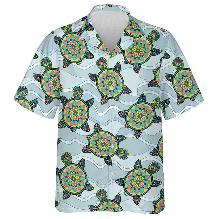 Green Turtles In The Sea Waves Hawaiian Shirt,Hawaiian Shirt Gift, Christmas Gift