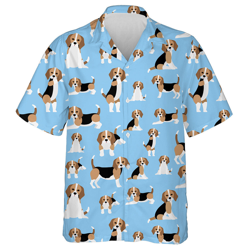 Funny Beagle Dog On Blue Background Hawaiian Shirt,Hawaiian Shirt Gift, Christmas Gift