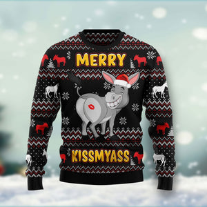 Donkeys Merry Kissmyass Ugly Christmas Sweater, Christmas Gift, Gift Christmas 2024