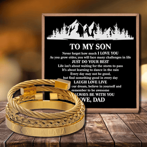 Dad To Son - Just Do Your Best Roman Numeral Bangle Weave Bracelets Set