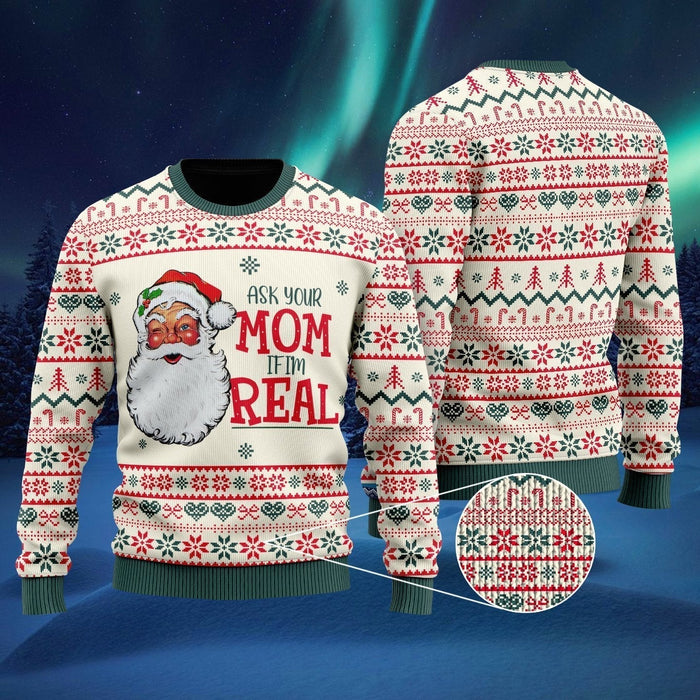 Ask Your Mom If I'm Real Santa Claus Ugly Christmas Sweater, Christmas Ugly Sweater,Christmas Gift,Gift Christmas 2022