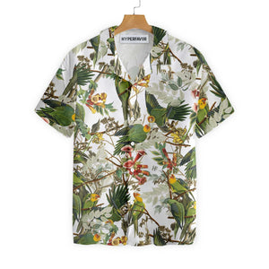 Audubon Carolina Parrot On White Design Hawaiian Shirt, Hawaiian For Gift