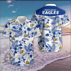 West Coast Eagles Hawaiian Aloha Shirt Hawaiian Shorts Beach Short Sleeve, Hawaiian Shirt Gift, Christmas Gift