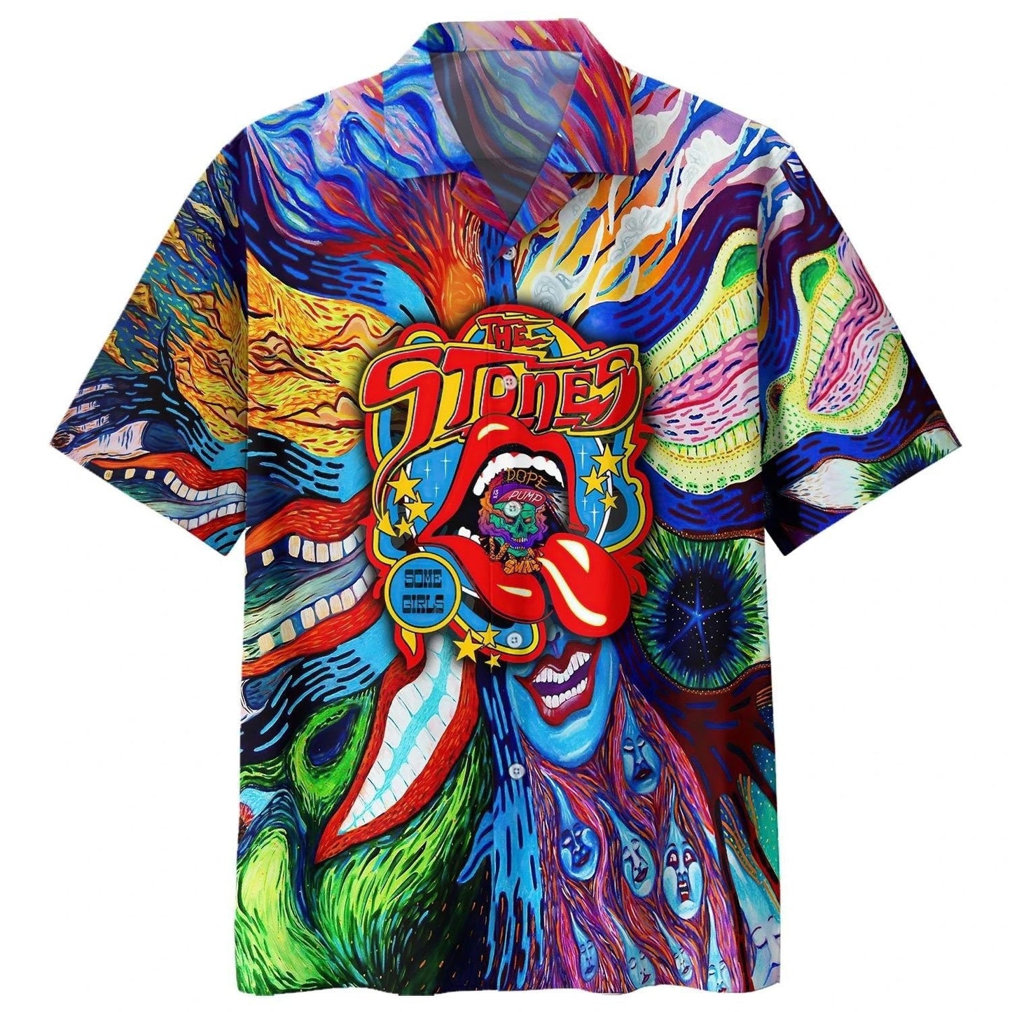 Hippie Mouth Colorful Watercolor Painting Hawaiian Shirt, Hawaiian For Gift