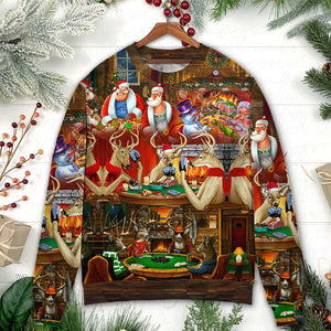 Christmas Poker Gambling Santa And Friends Play Poker Ugly Christmas Sweater, Christmas Ugly Sweater, Christmas Gift, Gift Christmas 2024