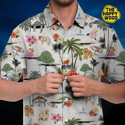 Léine haváíais Chow Chow Léine Haváís Haváí Trá Retro, Bronntanais Léine Haváís, Bronntanas Nollag