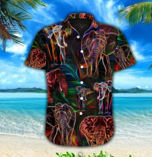 Elephant Fantasy Smoke Art Colorful Pattern Hawaiian Shirt,Hawaiian Shirt Gift, Christmas Gift