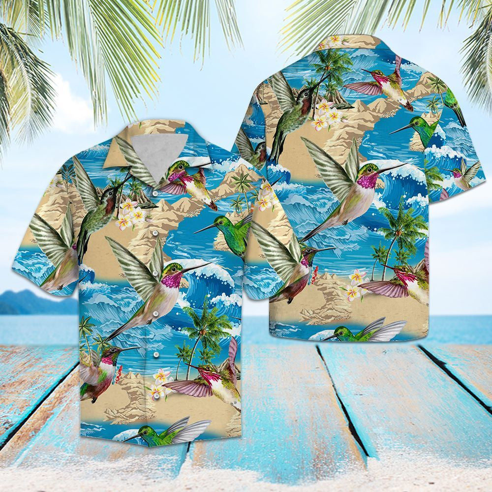Beautiful Hummingbird Summer Vacation Pattern Hawaiian Shirt, Hawaiian For Gift