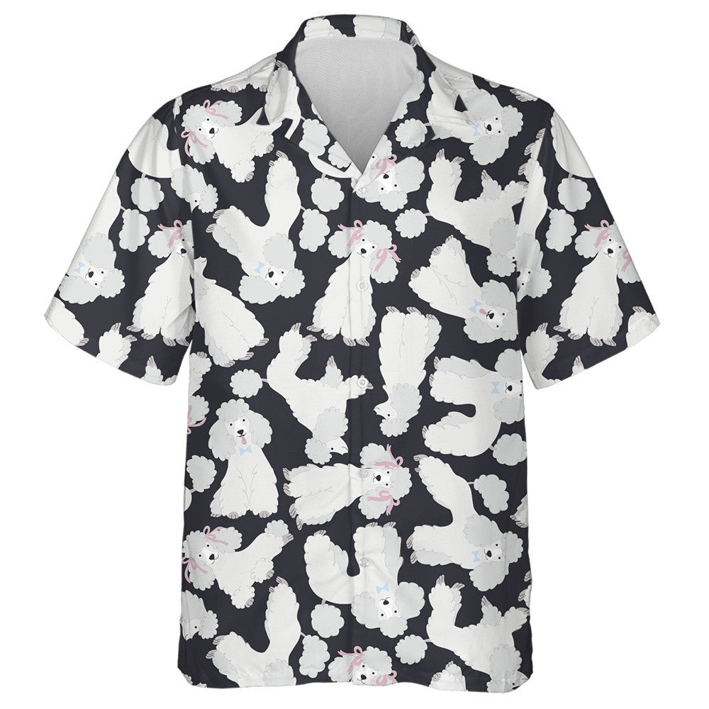 Light Pastel Cute Poodles On Black Background Hawaiian Shirt, Hawaiian Shirt Gift, Christmas Gift