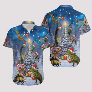 Amazing Dinosaur Reunion Under Christmas Tree Hawaiian Shirt,Hawaiian Shirt Gift,Christmas Gift