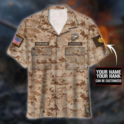 U.S Marine 3D Personalized Sand Pattern Hawaiian Shirt,Hawaiian Shirt Gift, Christmas Gift
