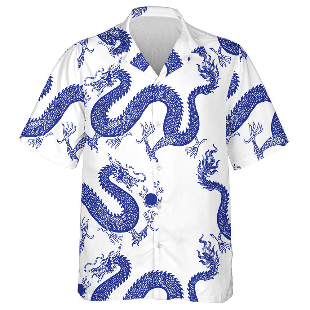 Beautiful Vintage Ink Chinese Dragon With Pearl Hawaiian Shirt, Hawaiian Shirt Gift, Christmas Gift