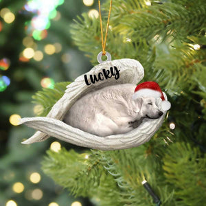 Personalized Great Pyrenees Sleeping Angel Christmas Flat Acrylic Dog Ornament Memorial Dog Gift, Gift For Dad,Christmas Decoration