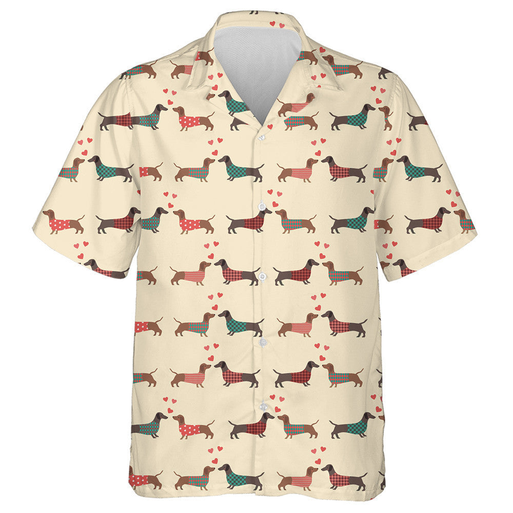 Couple Of Dressed Dachshunds With Red Hearts Hawaiian Shirt, Hawaiian Shirt Gift, Christmas Gift