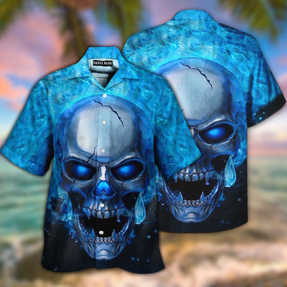 Skull Blue Head Crazy Ornamental Hawaiian Shirt,Hawaiian Shirt Gift, Christmas Gift