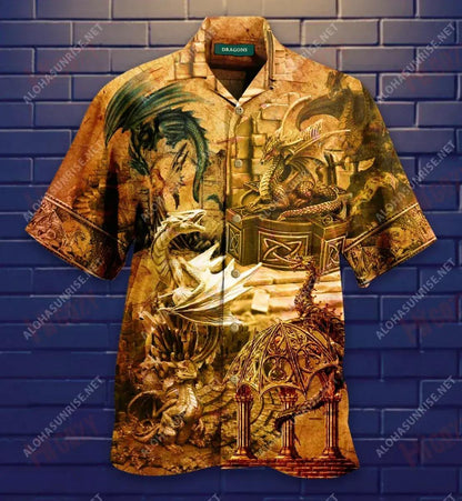 Tá gach Caisleán cosanta ag Dragons Léine Gearr Haváís Laethanta Saoire Gearr Muinchille Léinte Haváís Saincheaptha Patrún Léine Haváís, Bronntanas Léine Haváís, Bronntanas Nollag