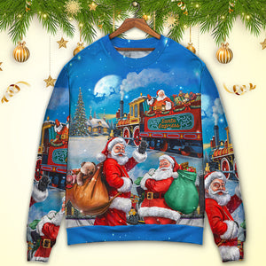 Christmas Santa Claus Train Gift For Xmas Art Style Sweater, Christmas Gift, Gift Christmas 2024