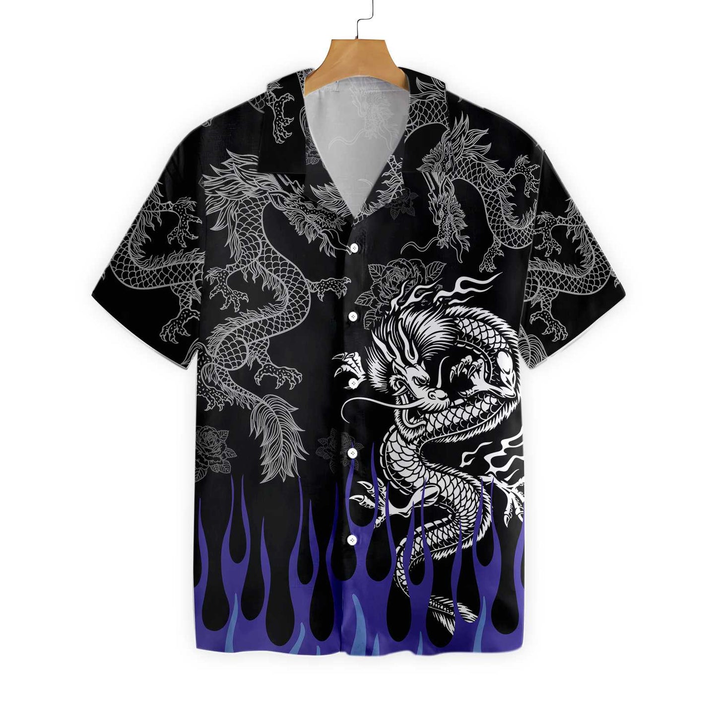 Dragon With Blue Flame Hawaiian Shirt_Hawaiian Shirt Gift, Christmas Gift