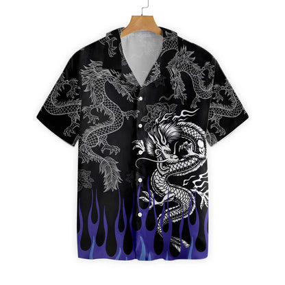 Dragon With Blue Flame Hawaiian Shirt_Hawaiian Shirt Gift, Christmas Gift