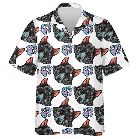 Wolf's Head And Paw In The Night Hawaiian Shirt, Hwaiian For Gift