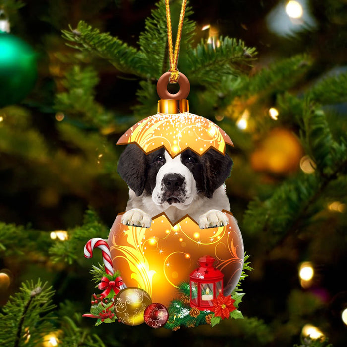 Saint Bernard In Golden Egg Christmas Ornament, Pet Love Gift, Christmas Ornament, Christmas Gift