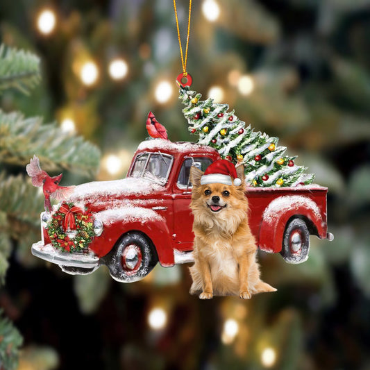Chihuahua-Cardinal & Truck Two Sided Christmas Plastic Hanging Ornament, Happy Christmas Ornament, Christmas Gift, Christmas Decoration