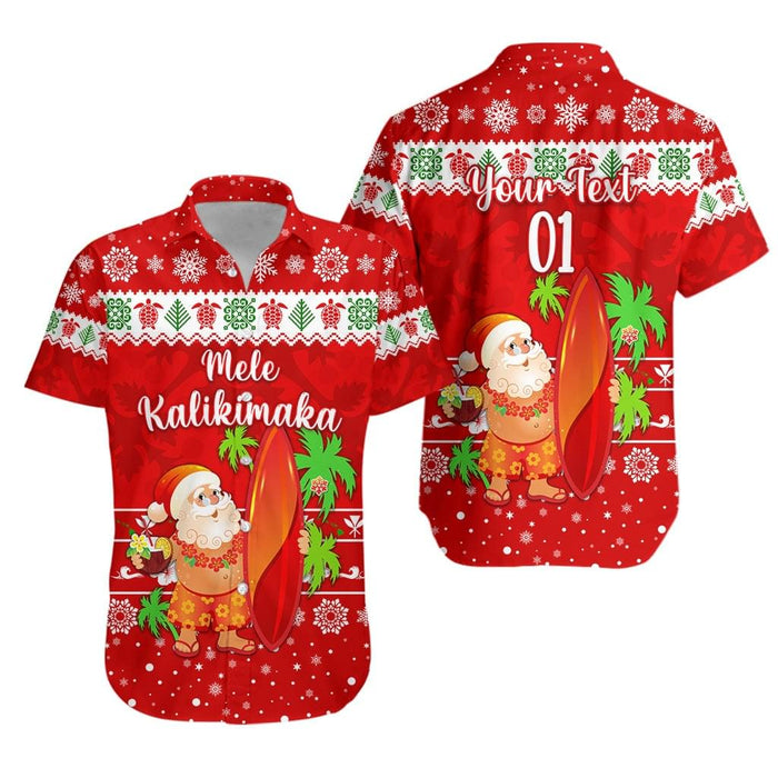 (Custom Personalised) Hawaii Christmas Hawaiian Shirt Santa Claus Surfing Simple Style, Hawaiian Shirt Gift, Christmas Gift
