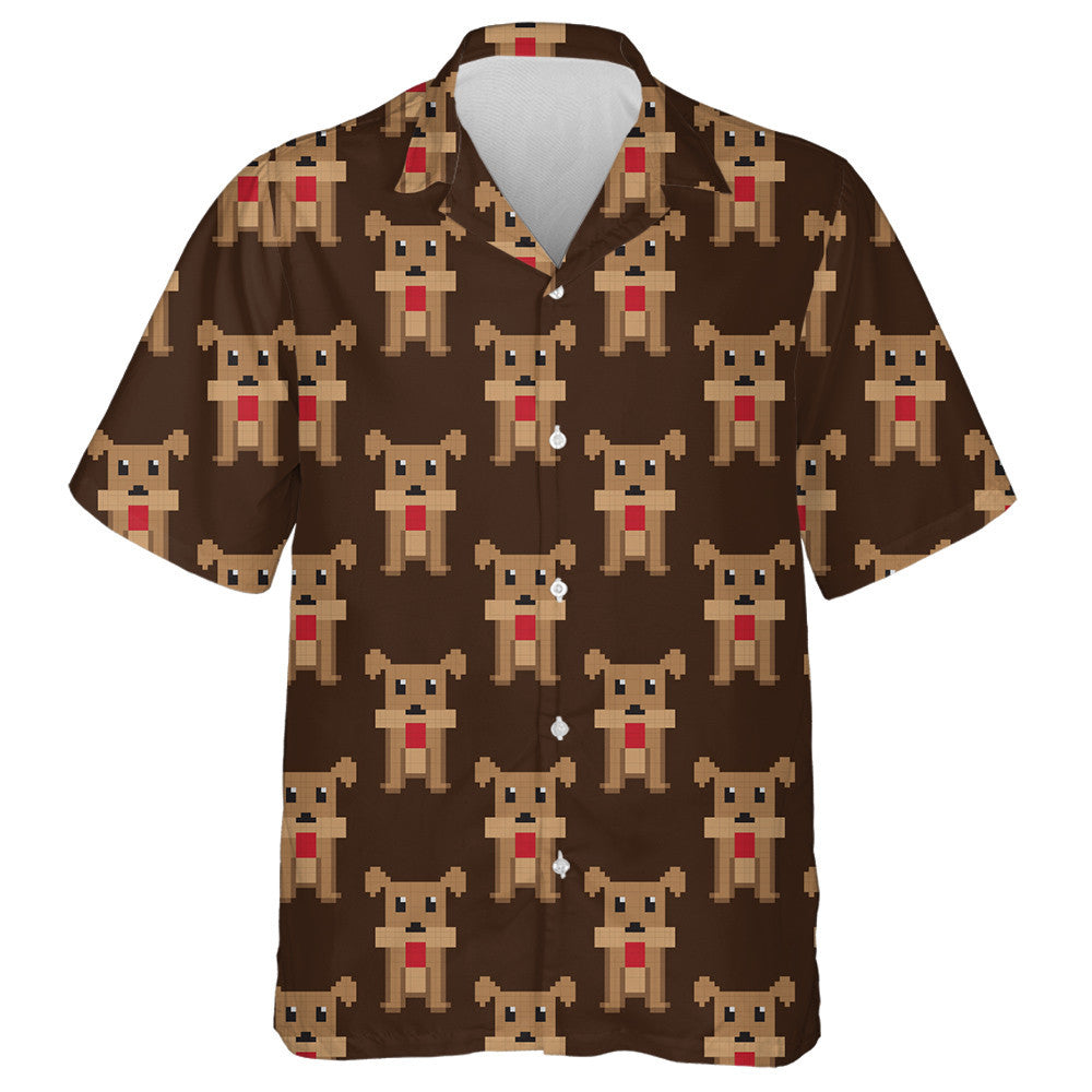 Pixel Art Dogs In Cartoon Background Hawaiian Shirt,Hawaiian Shirt Gift, Christmas Gift