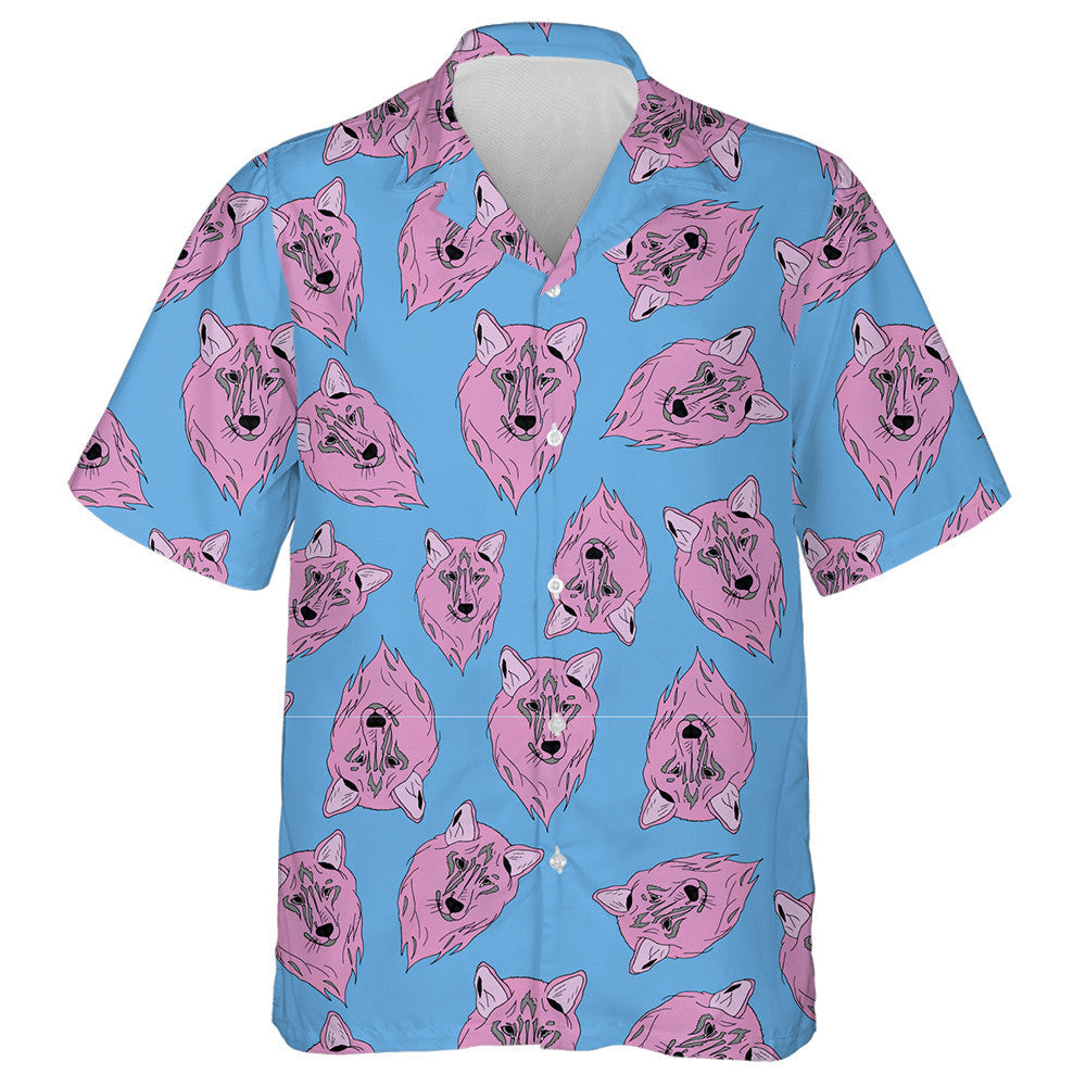 Cartoon Characters Pink Face Of Wolf Hawaiian Shirt, Hawaiian For Gift