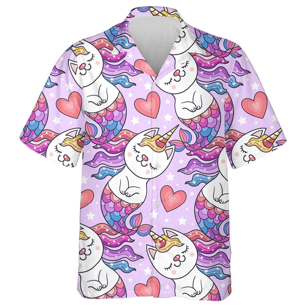 Fun Cat Unicorn And Mermaid With Heart Hawaiian Shirt, Hawaiian Shirt Gift, Christmas Gift