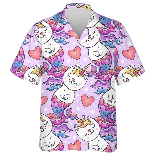 Fun Cat Unicorn And Mermaid With Heart Hawaiian Shirt, Hawaiian Shirt Gift, Christmas Gift
