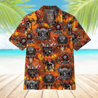 Firefighter And Fire Crazy Ornamental Hawaiian Shirt,Hawaiian Shirt Gift, Christmas Gift