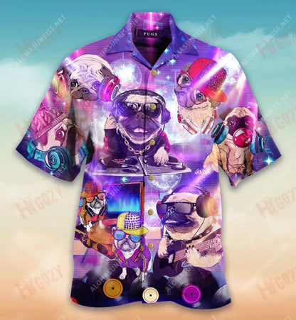 Feeling Music With Pugs Hawaiian Shirt Hobbies Short Sleeve Best Hawaiian Shirts Crazy Shirts Hawaii_Hawaiian Shirt Gift, Christmas Gift