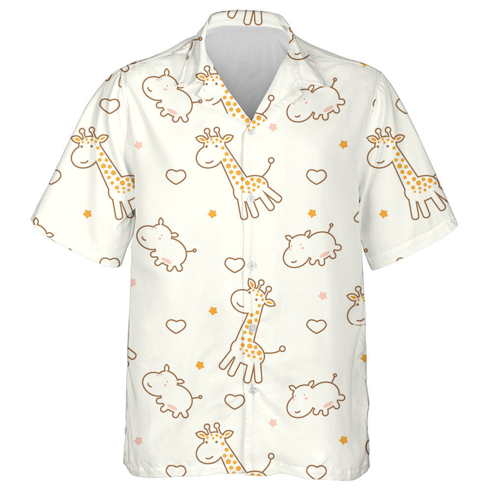 Sioráf Cartún gleoite Hippotamus Patrún Réaltaí Croí Léine Haváís, Bronntanas Léine Haváís, Bronntanas Nollag