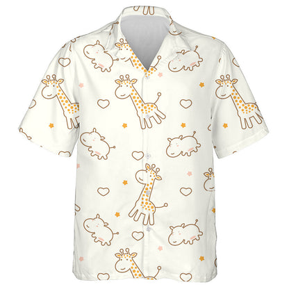 Sioráf Cartún gleoite Hippotamus Patrún Réaltaí Croí Léine Haváís, Bronntanas Léine Haváís, Bronntanas Nollag